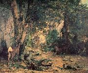 Gustave Courbet A Thicket of Deer at the Stream of Plaisir Fountaine Spain oil painting artist